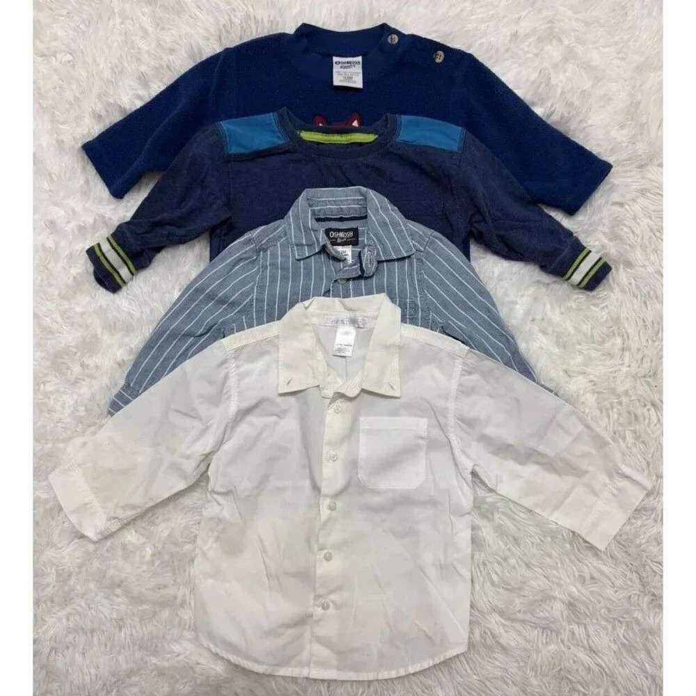 Oshkosh Boden Janie & Jack Top Lot Of 4 Boys Top Button Shirt Long Sleeve 12mos